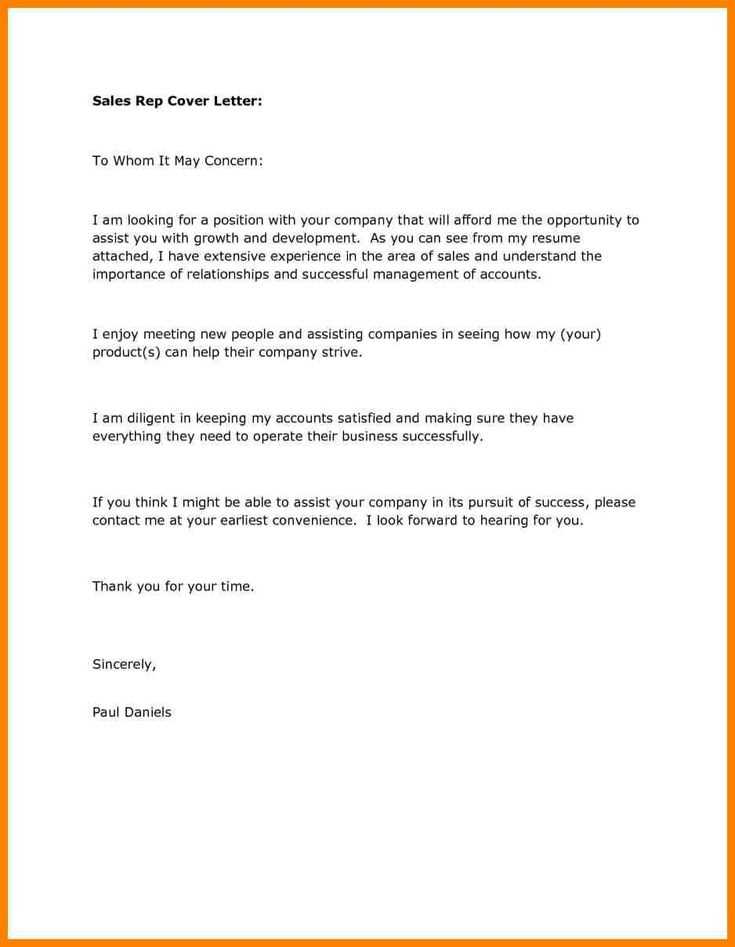 sales representative cover letter template