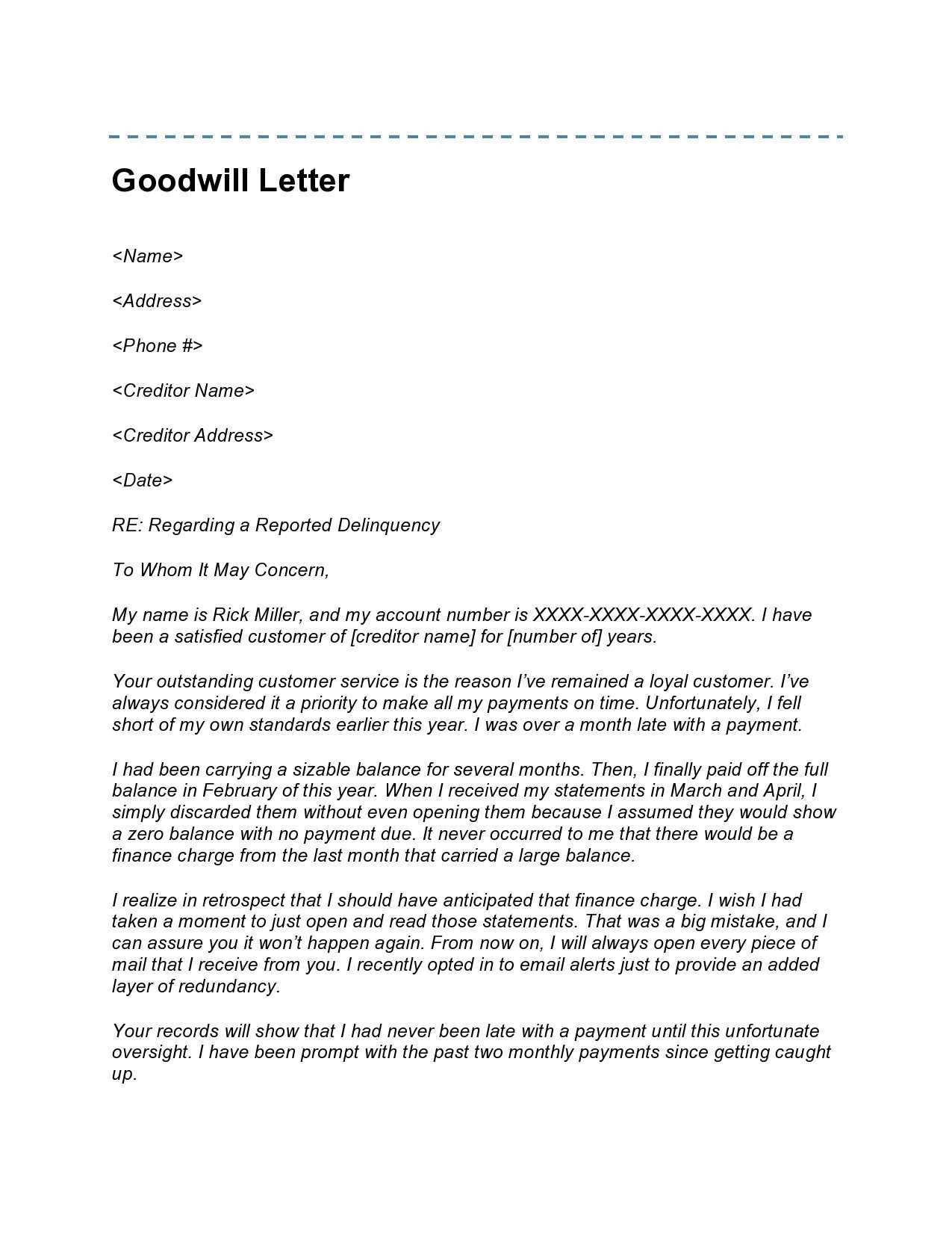 sample goodwill letter template