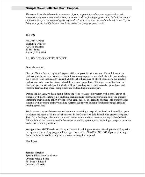 sample project proposal letter template