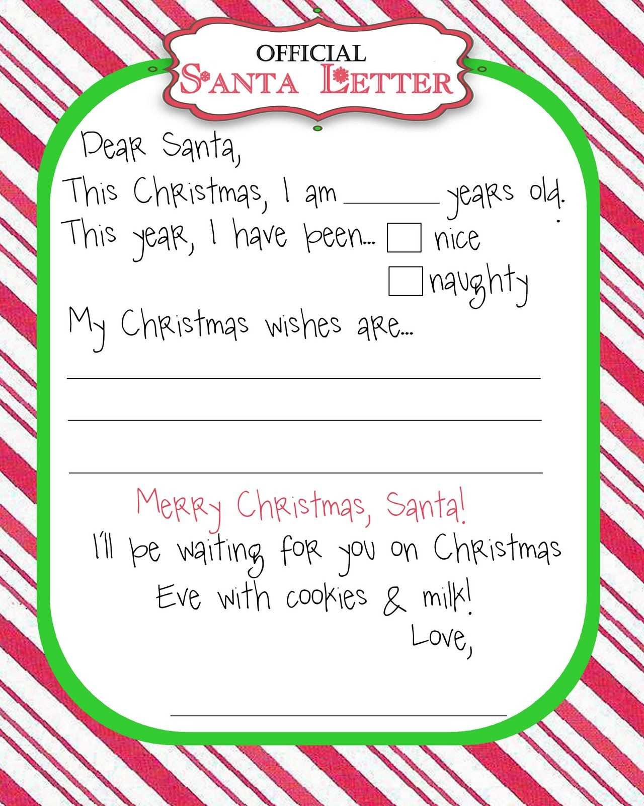 sample santa letter template