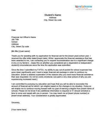 scholarship appeal letter template