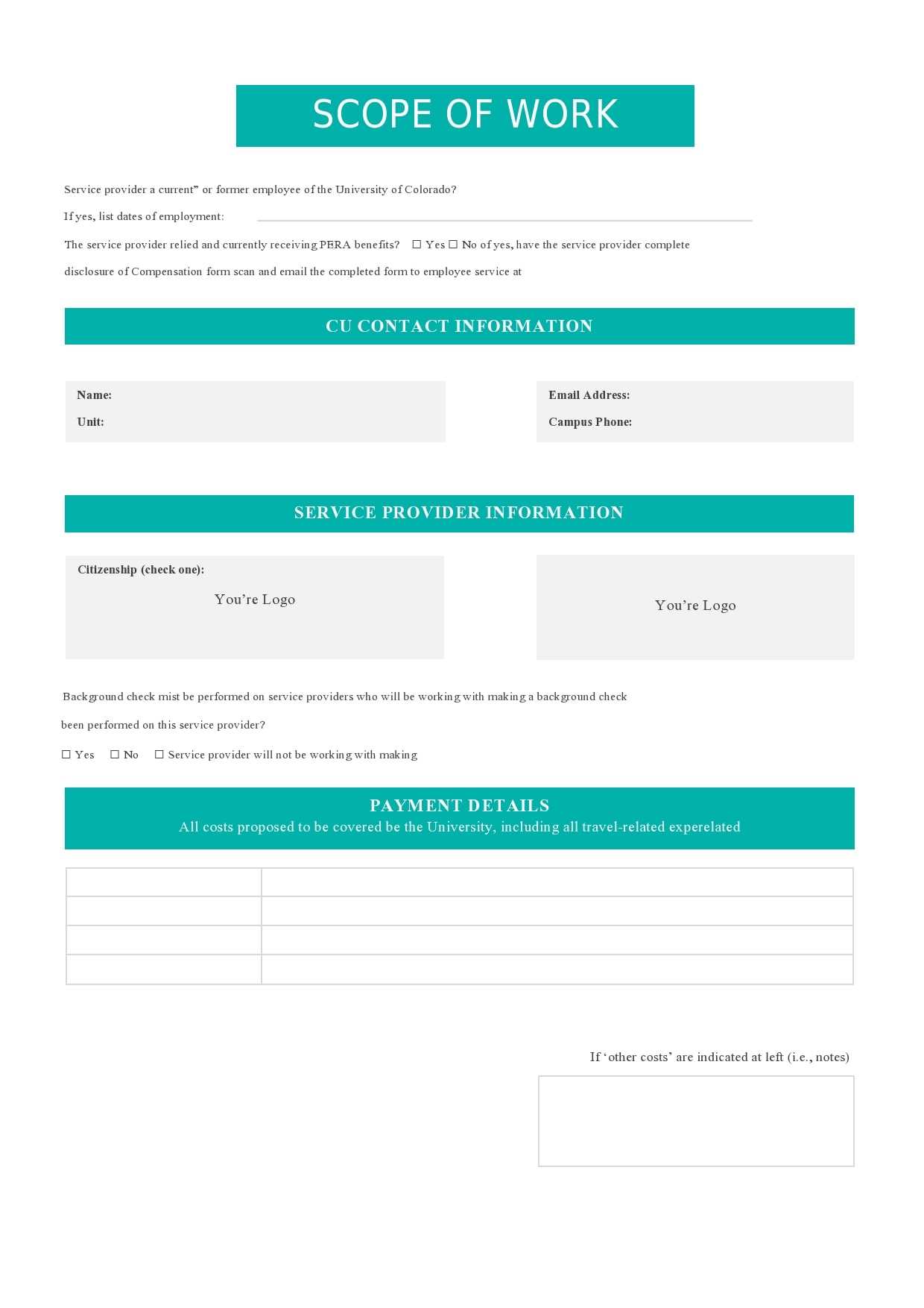 scope of work letter template