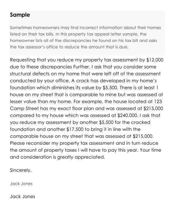 tax appeal letter template