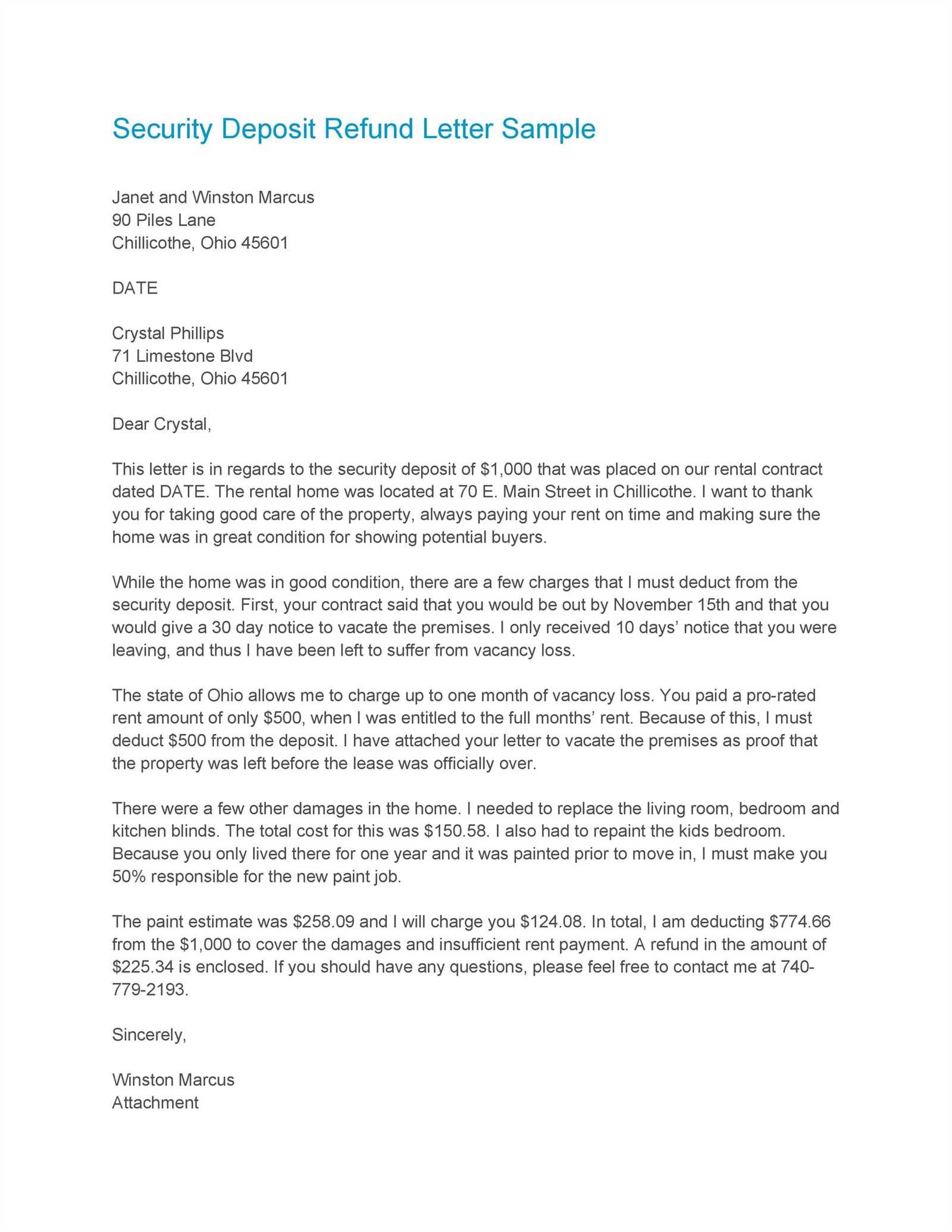 security deposit demand letter template