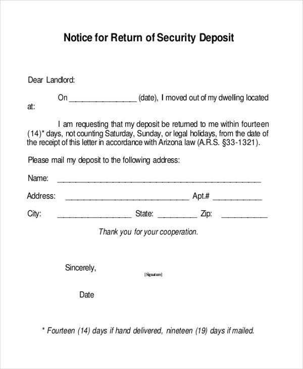 security deposit demand letter template