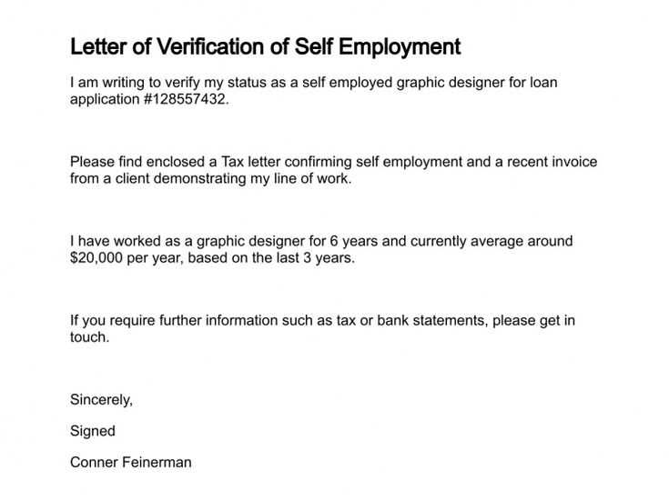 self employed proof of income letter template