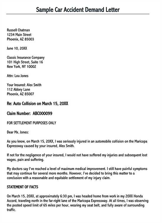 settlement letter template for car accident