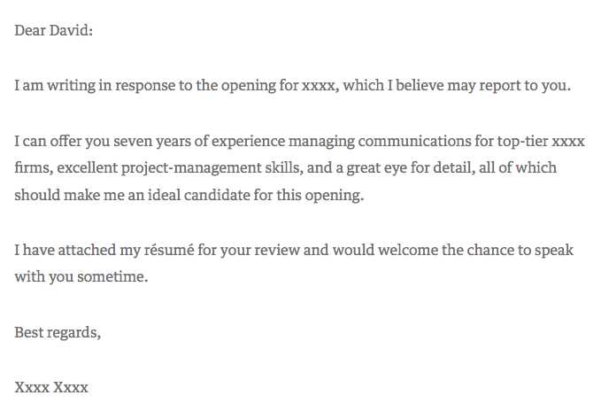 short and sweet cover letter template