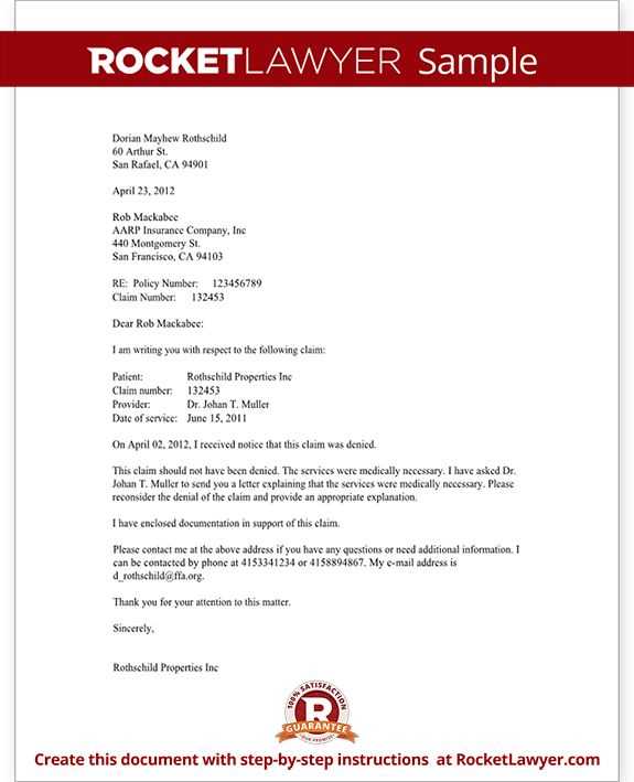 appeal letter template to insurance company