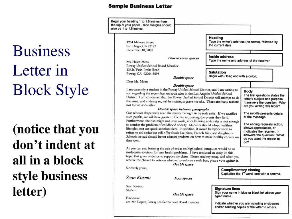 how to write a business letter example template