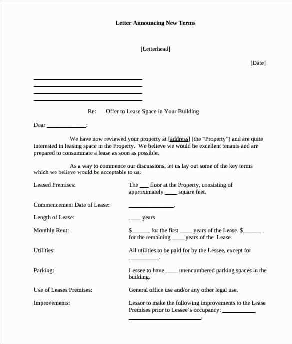 rent offer letter template