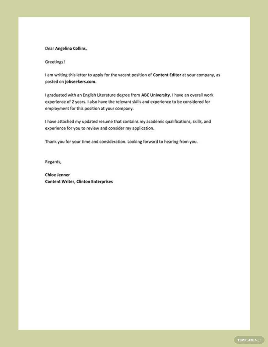 short and sweet cover letter template