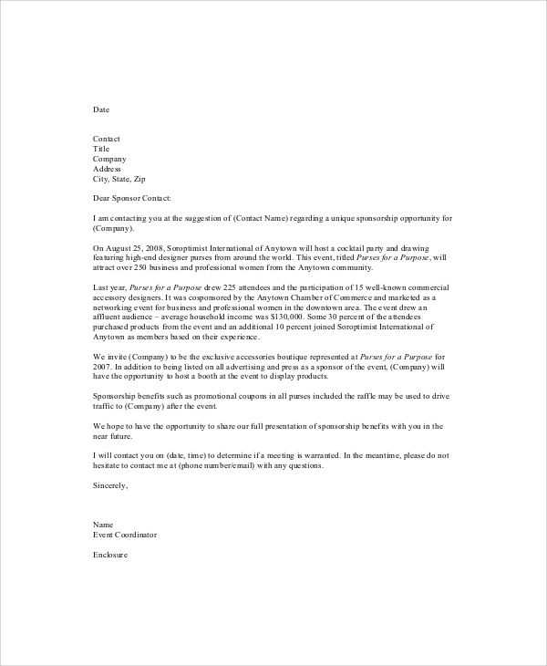 sponsorship request letter template for events