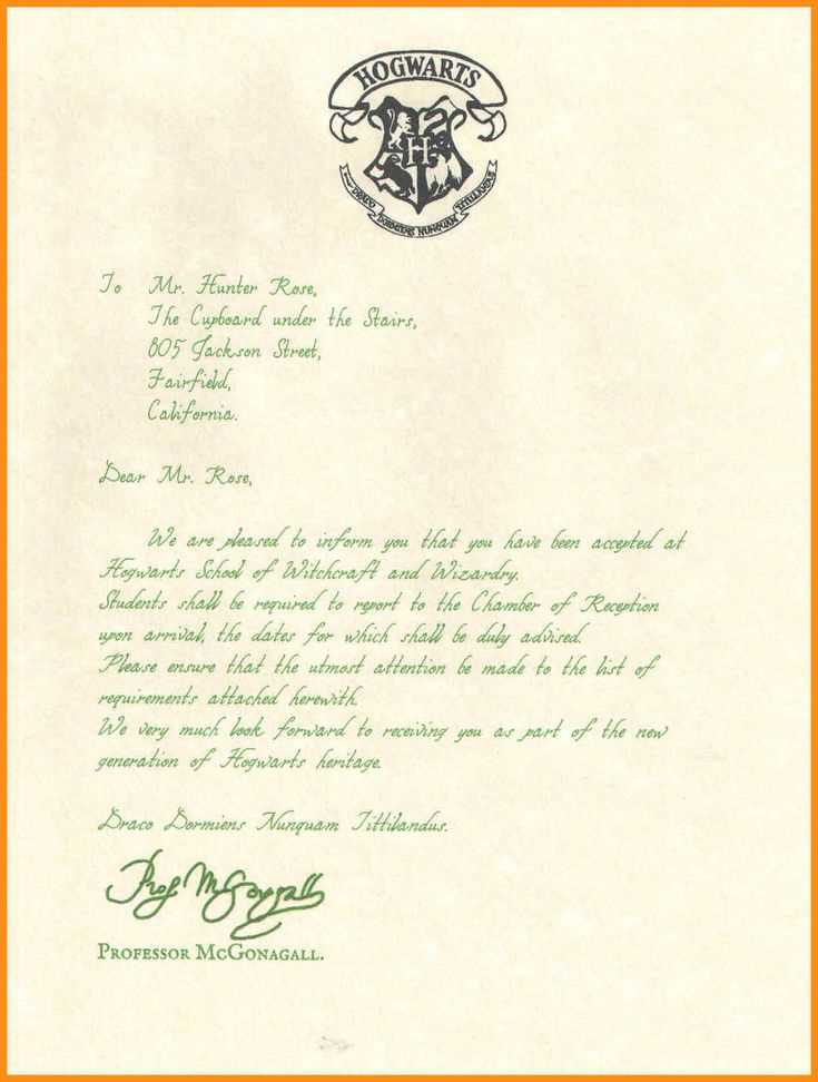 acceptance letter to hogwarts template