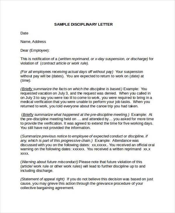 return to work after suspension letter template