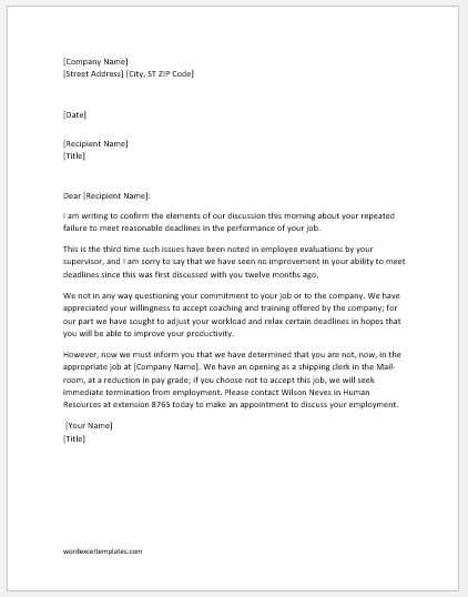 employee discipline letter template