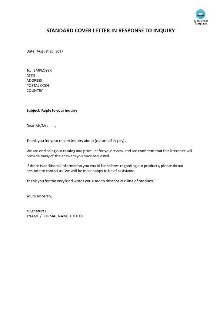 standard cover letter template word