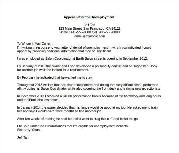 tax appeal letter template