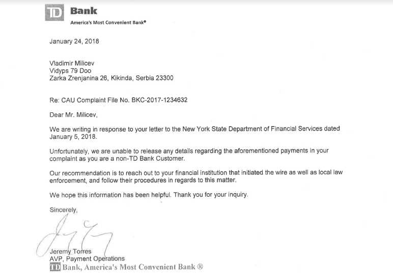td bank gift letter template