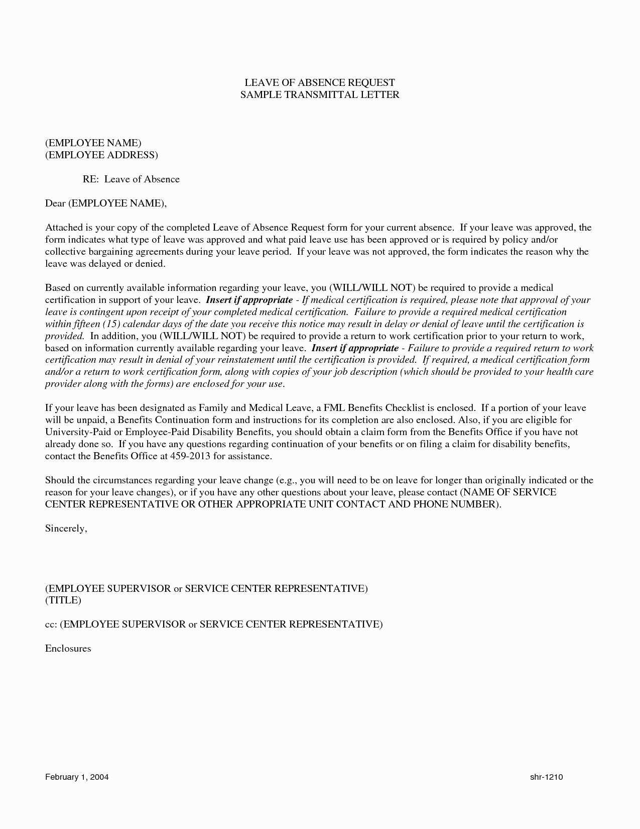 unpaid leave letter template