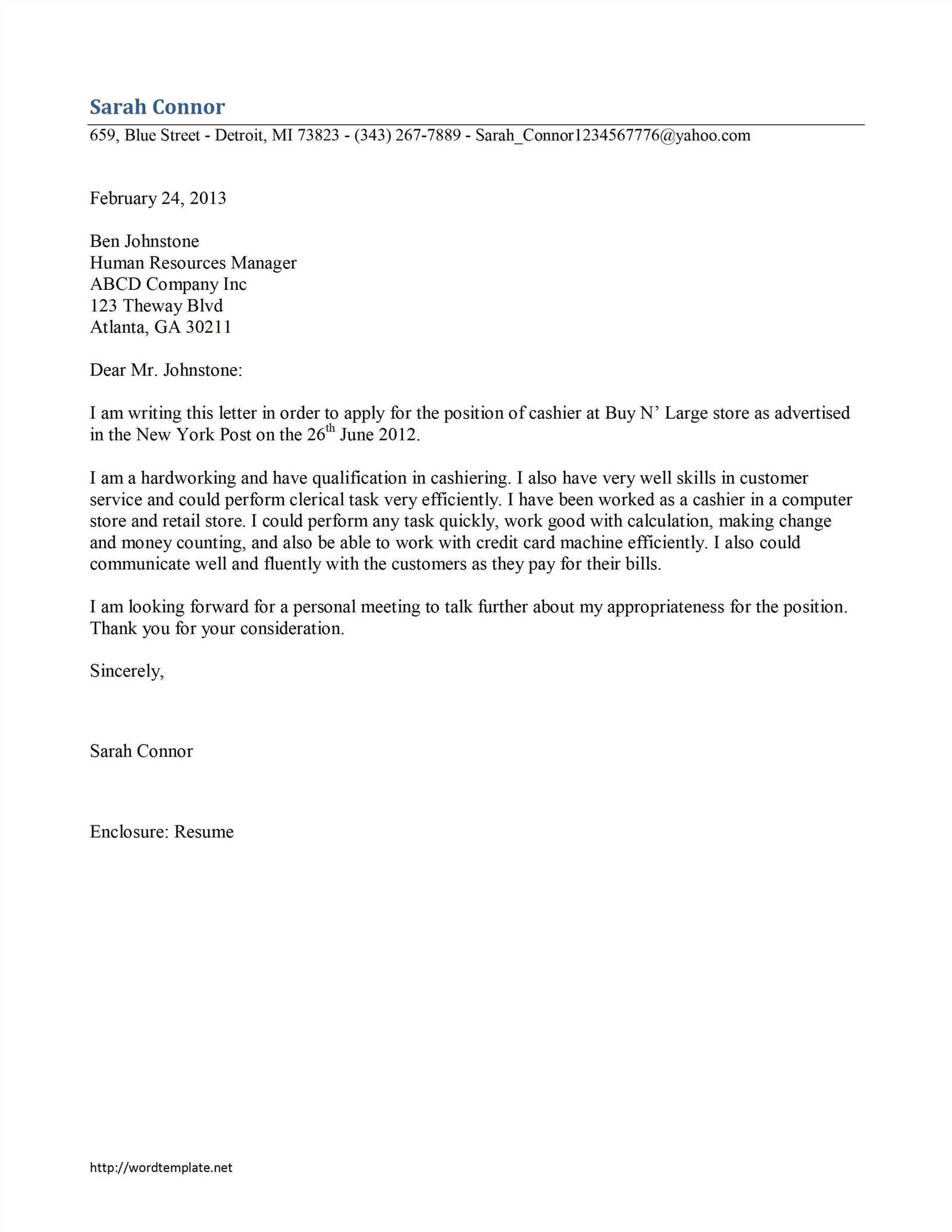 technician cover letter template