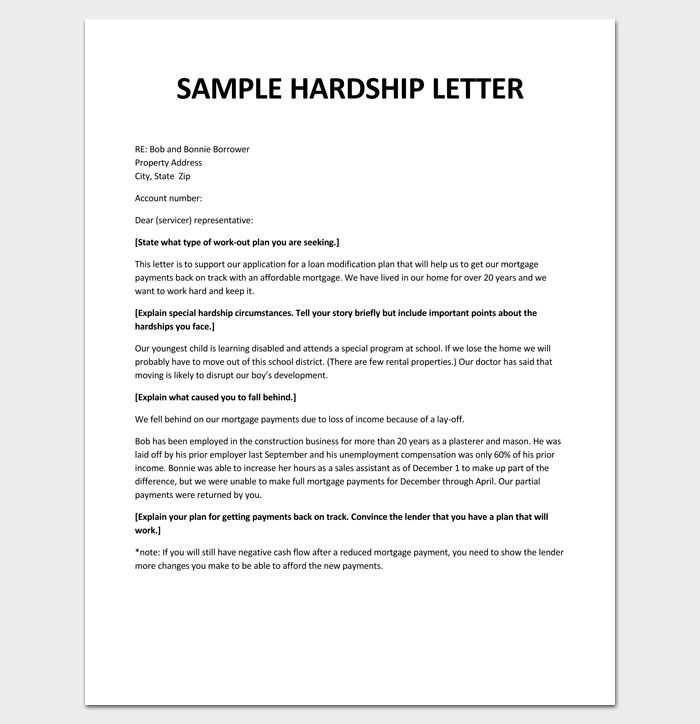 car loan hardship letter template