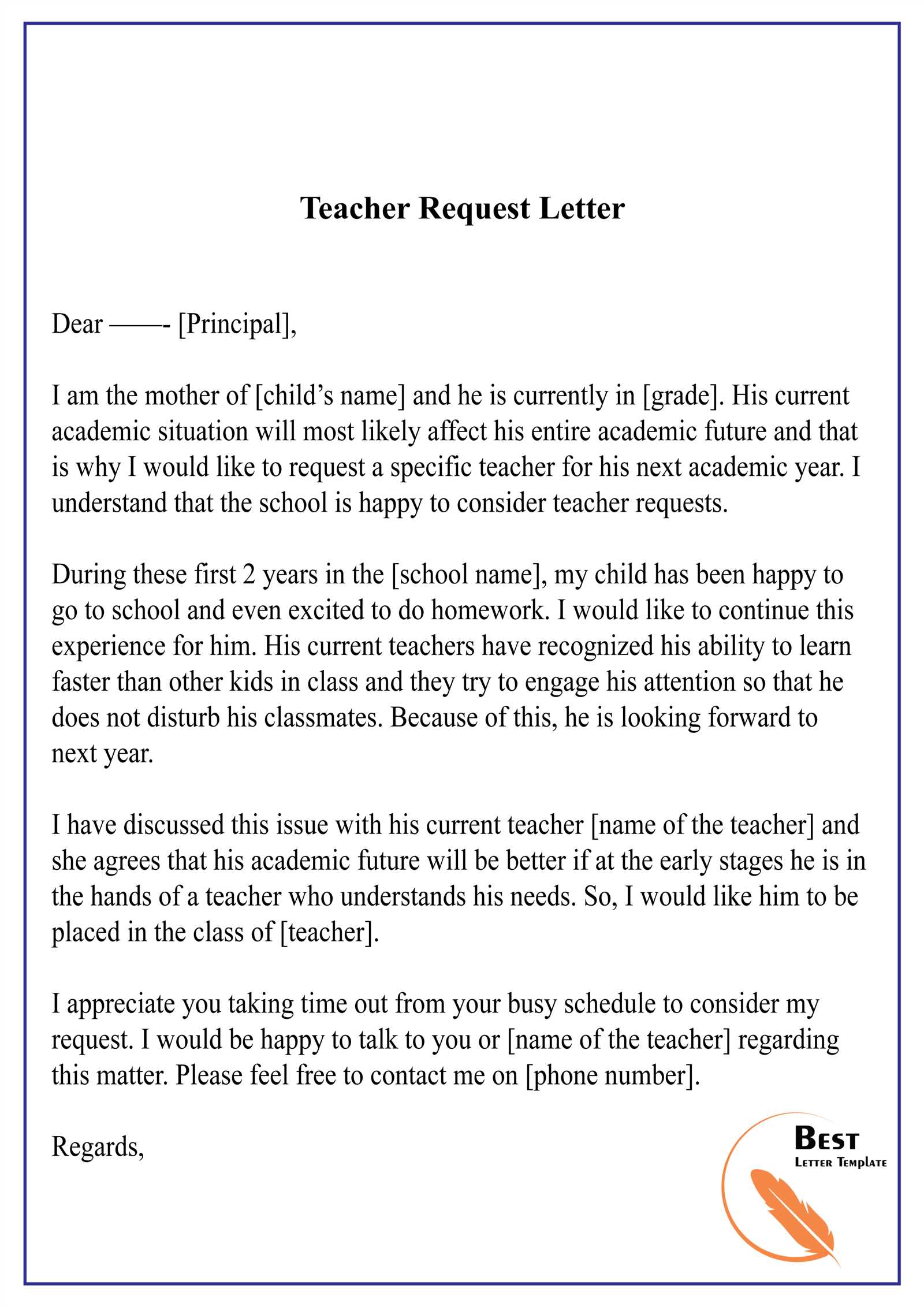 template for formal letter of request