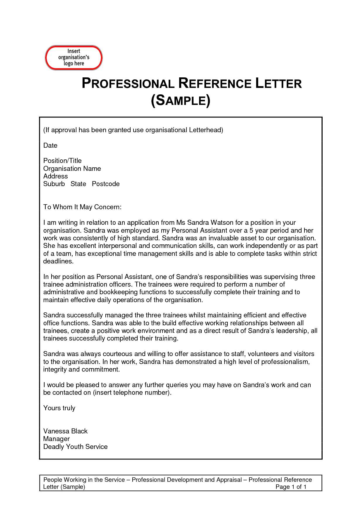 template for professional letter