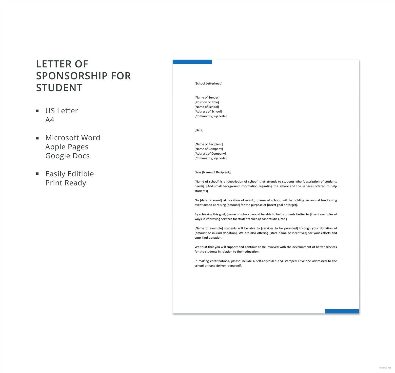 template letter asking for sponsorship