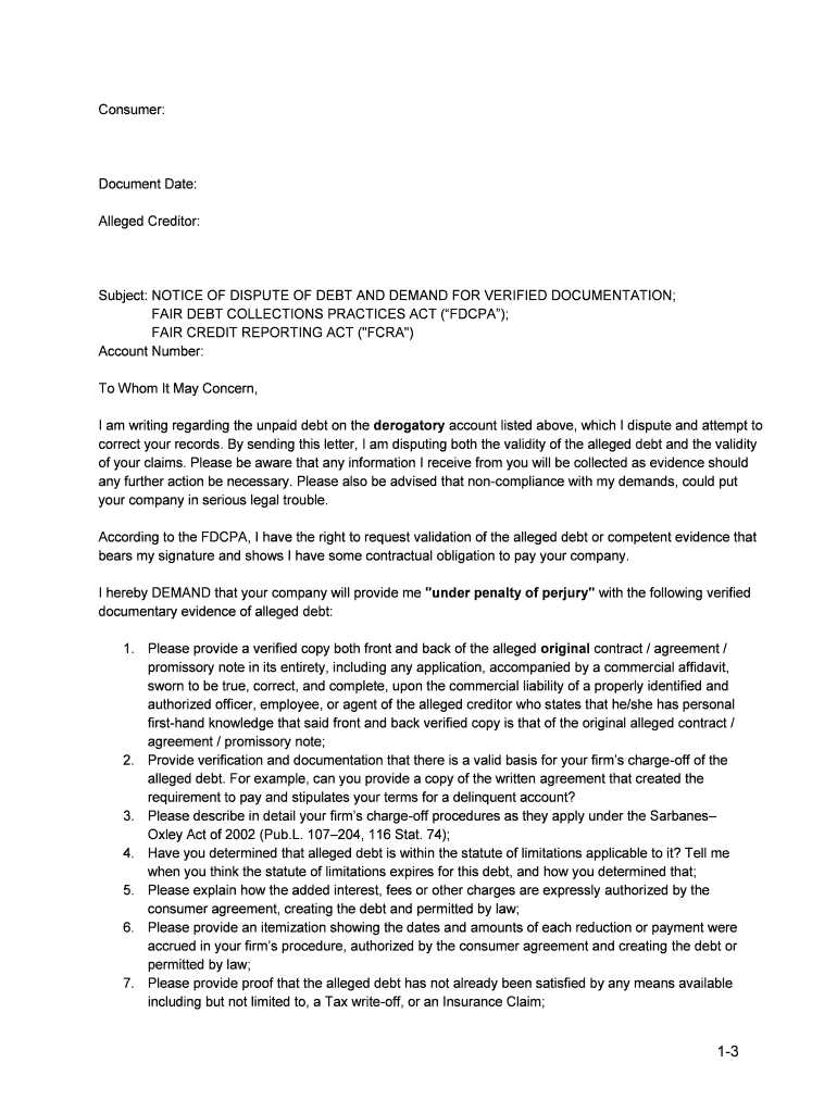 template letter to credit dispute