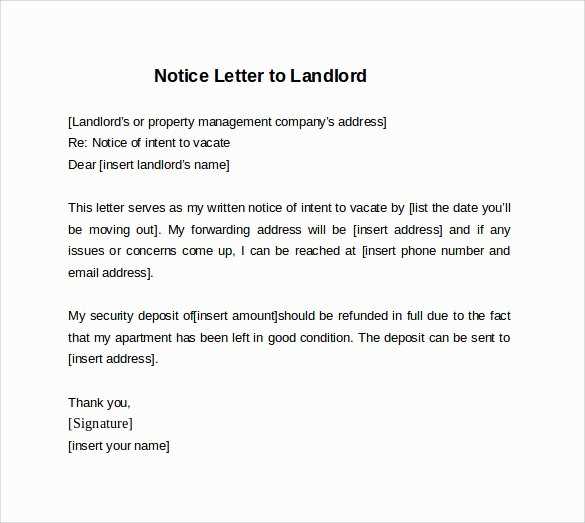 template letter to give notice on rented property