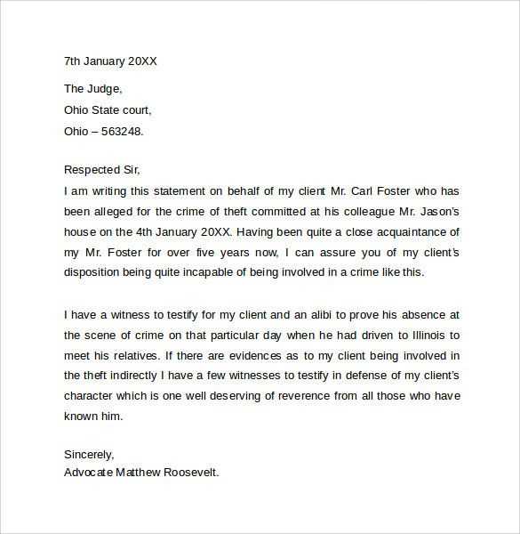 template letter to judge