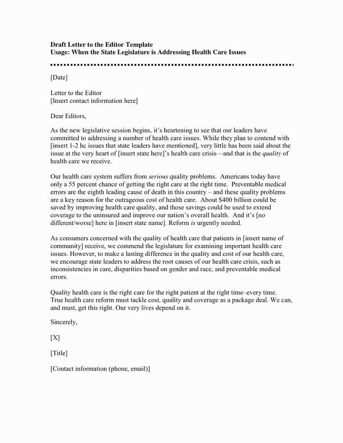 template letter to legislator