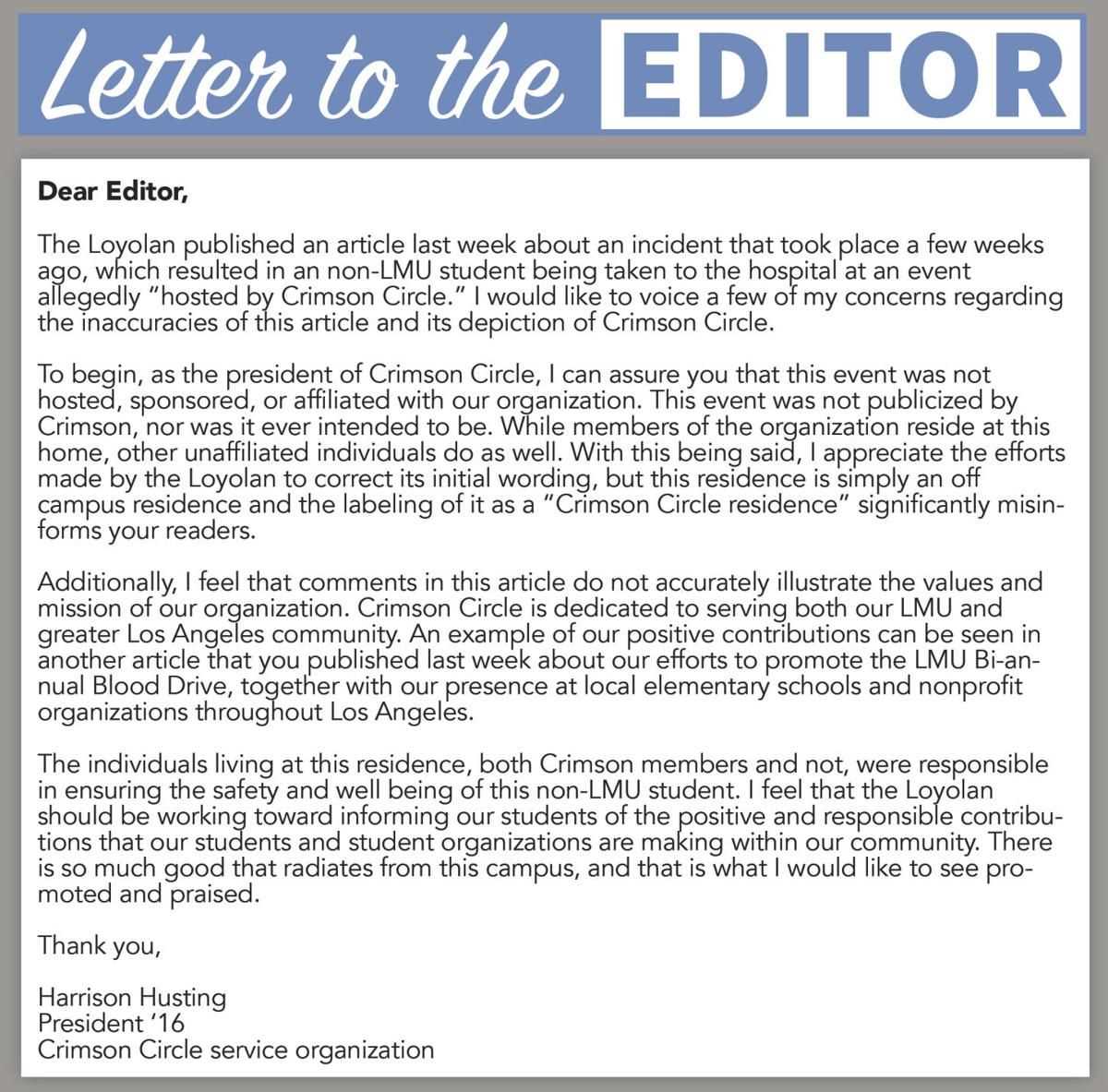 template letter to the editor