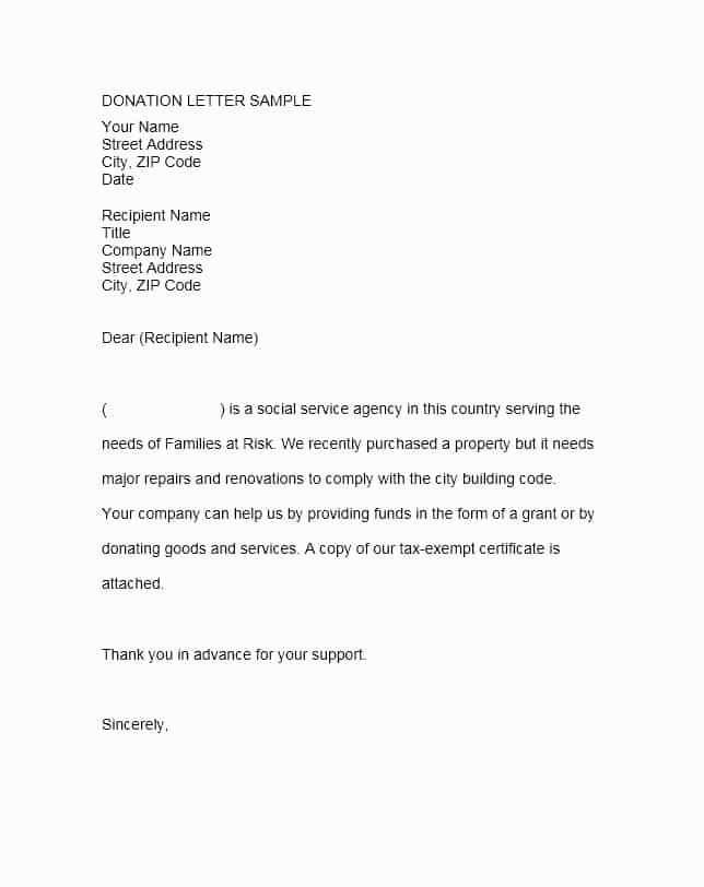 template non profit letter asking for donations from businesses