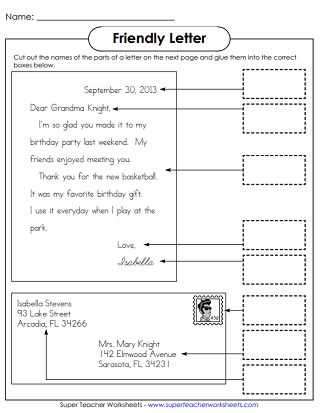 template of a friendly letter