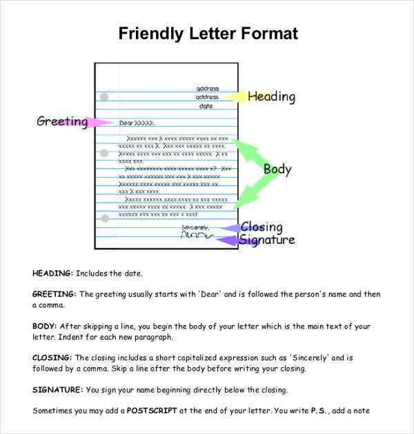 template of a friendly letter