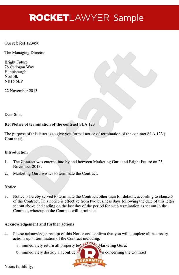 termination of vendor contract letter template