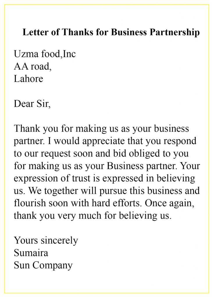 thank you business letter template