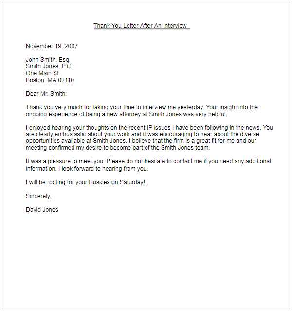 thank you letter after interview template free