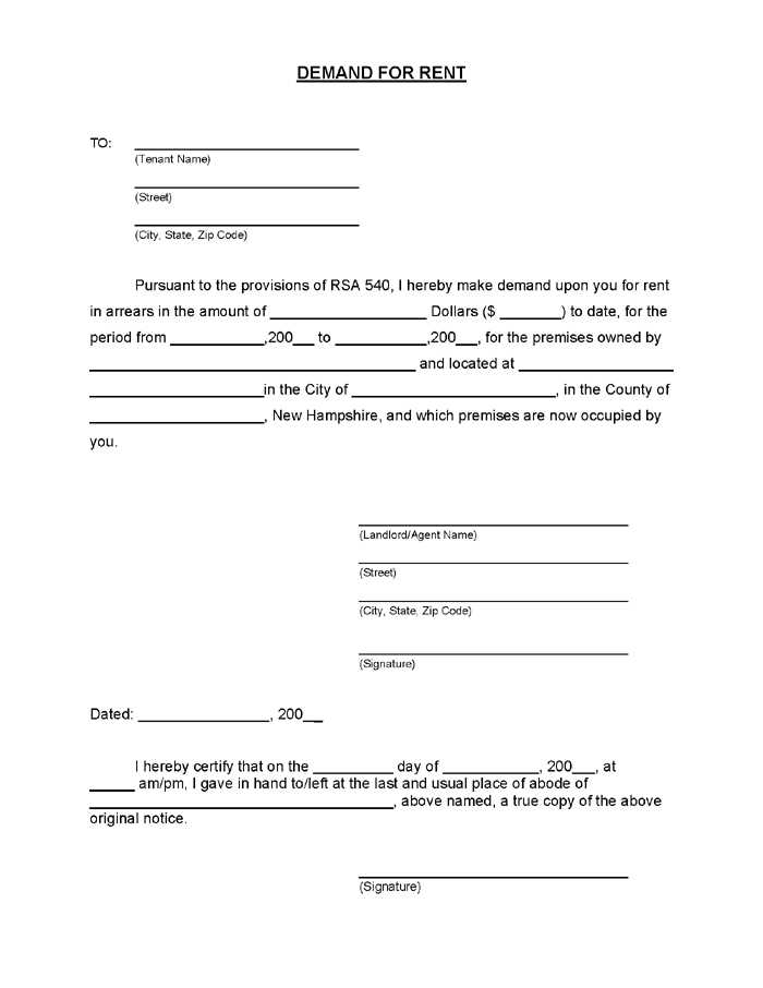 rental arrears letter template