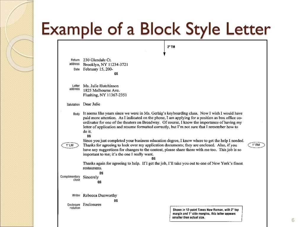 block style business letter format template