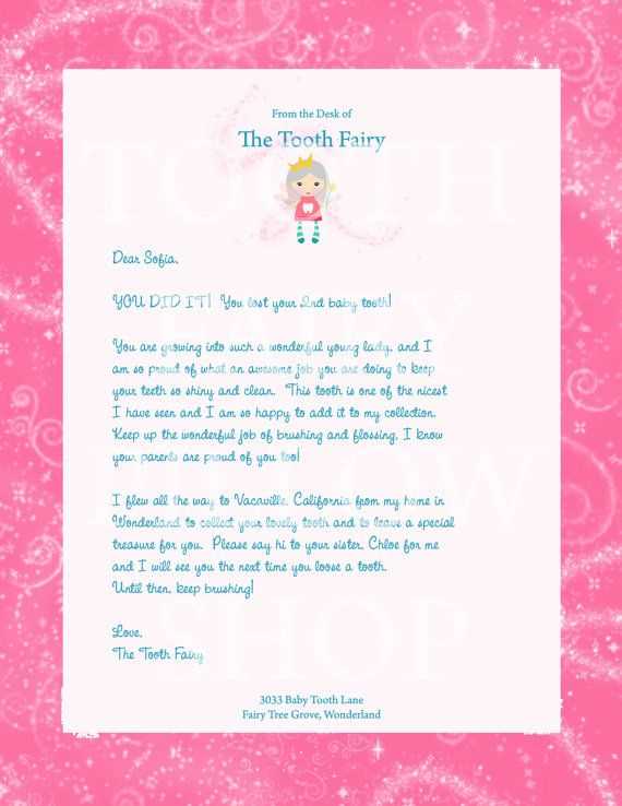 tooth fairy letter template free download