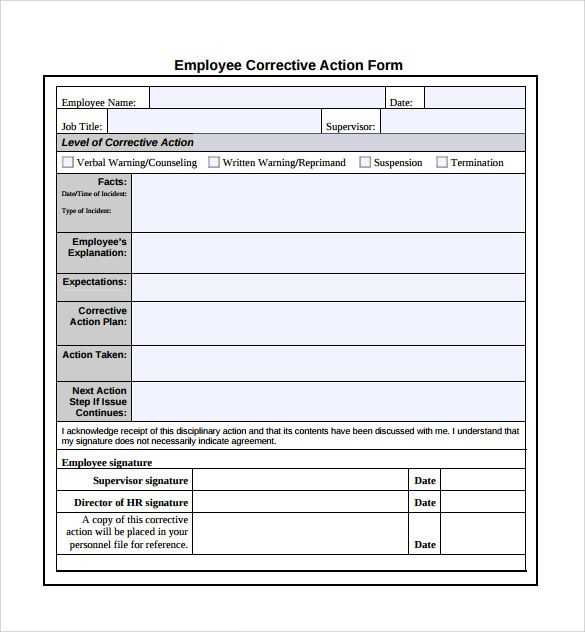 corrective action letter template