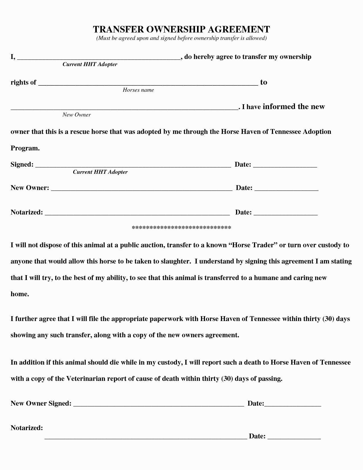 transfer of ownership letter template