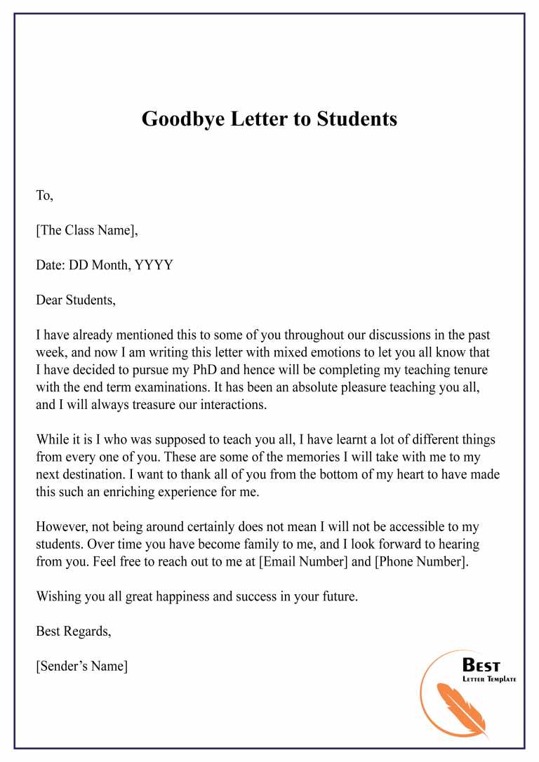 goodbye template letter