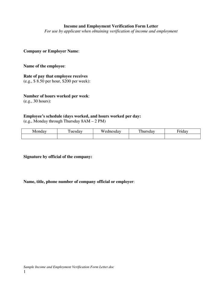 free employment verification letter template word