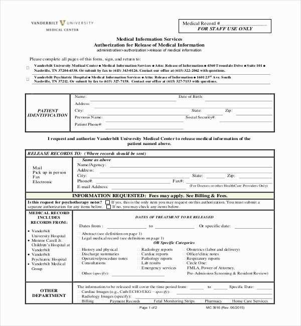 medical records release letter template