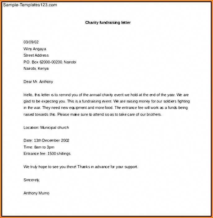 charity donation letter template