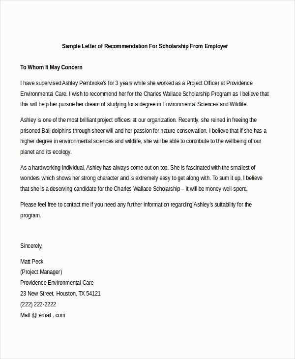 free recommendation letter template for employment